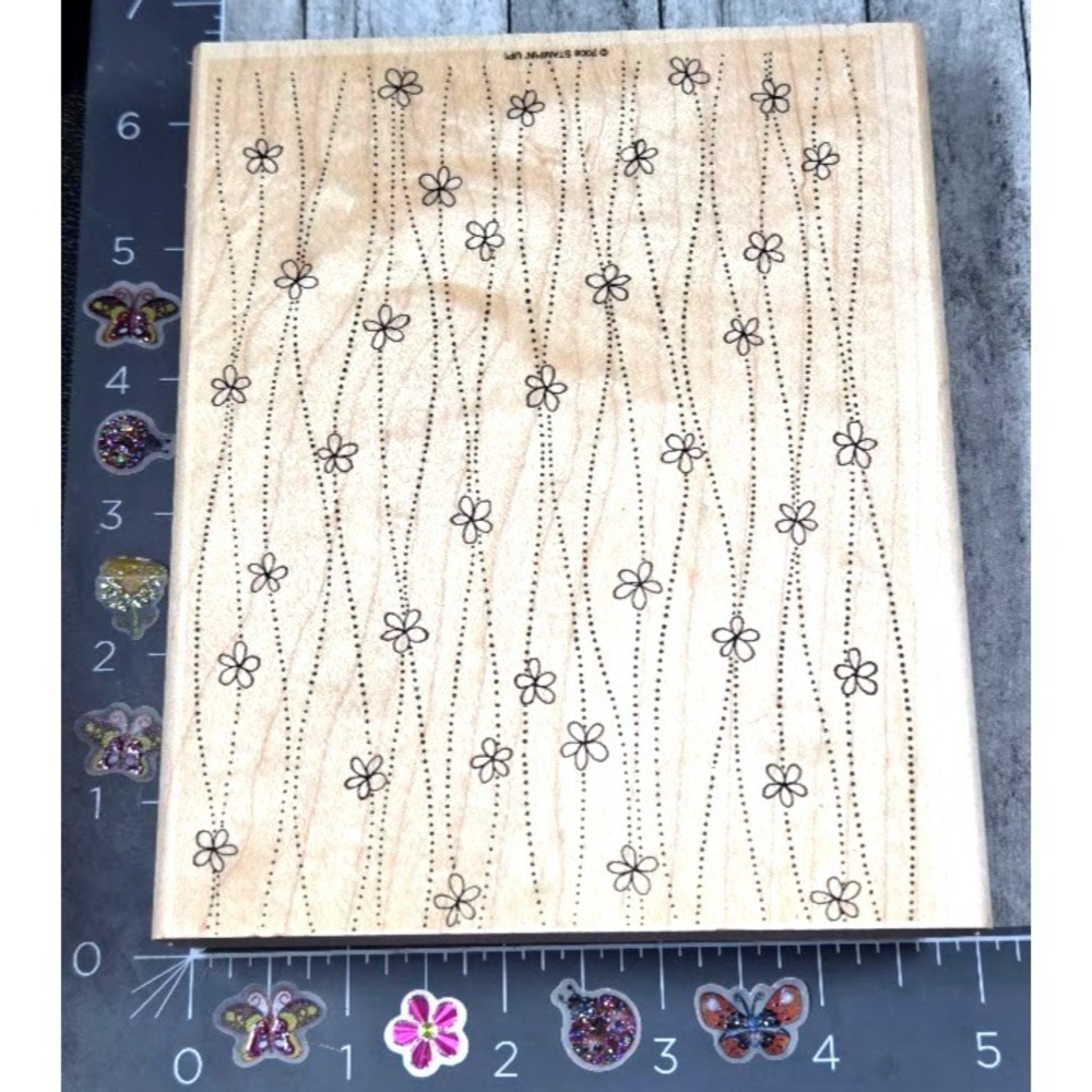 Stampin' Up! Dots and Daisies Flowers Background Design Rubber Stamp Wood #A26
